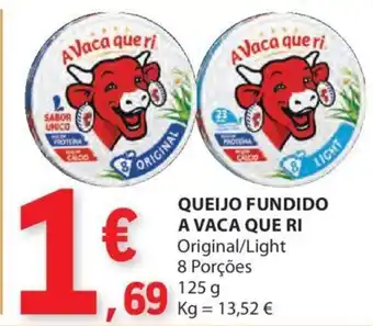 E.Leclerc QUEIJO FUNDIDO A VACA QUE RI Original/Light 8 Porções 125 g promoção