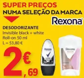 E.Leclerc DESODORIZANTE Invisible black + white Roll-on 50 ml promoção