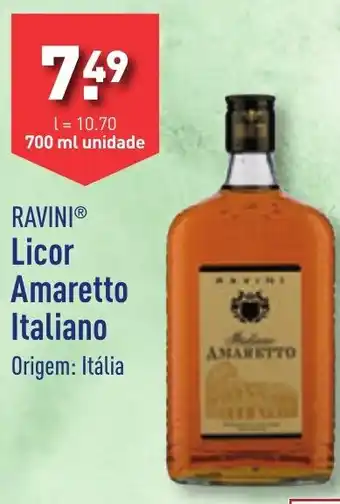 ALDI RAVINI Licor Amaretto Italiano 700ml promoção