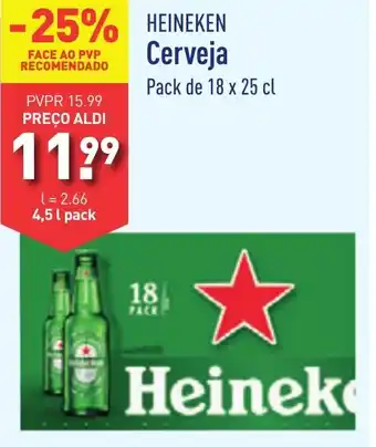 ALDI HEINEKEN Cerveja Pack de 18 x 25 cl promoção