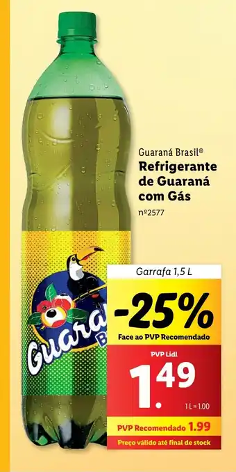 Lidl Guaraná Brasil Refrigerante de Guaraná com Gás Garrafa 1,5 L promoção