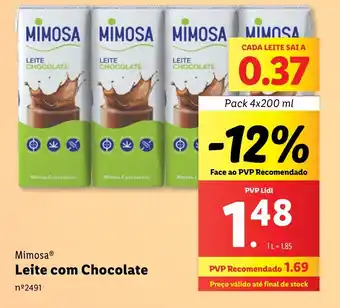 Lidl Mimosa Leite com Chocolate Pack 4x200 ml promoção