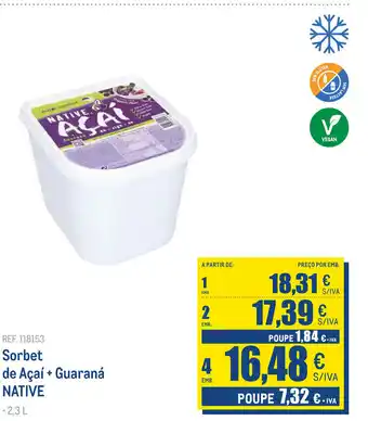 Makro Sorbet de Açaí + Guaraná NATIVE 2.3L promoção