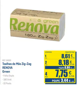 Makro Toalhas de Mão Zig-Zag RENOVA Green promoção
