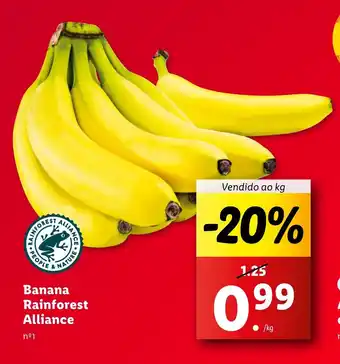 Lidl Banana Rainforest Alliance Vendido ao kg promoção