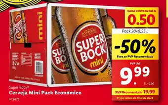 Lidl Super Bock Cerveja Mini Pack Económico Pack 20x0,25 L promoção