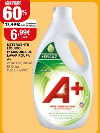 Detergente Líquido p/Máquina de Lavar Roupa A+ 2,80L