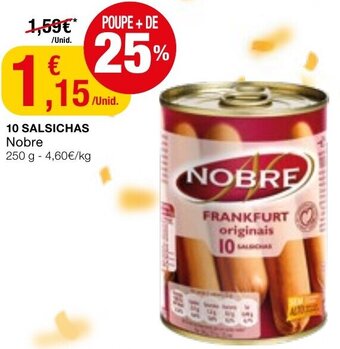 Intermarché 10 Salsichas Nobre 250g promoção