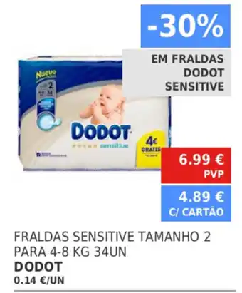 Minipreço Fraldas Sensitive Tamanho 2 Para 4-8 kg 34UN Dodot promoção