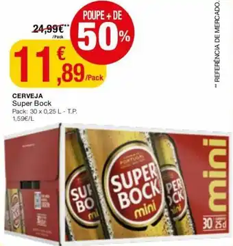 Intermarché Cerveja Super Bock 30x0,25L promoção