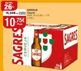 Intermarché Cerveja Sagres 15x0,33L promoção