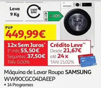 Auchan Máquina de Lavar Roupa SAMSUNG WW90CGC04DAEEP promoção