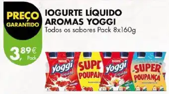 Pingo Doce IOGURTE LÍQUIDO AROMAS YOGGI Todos os sabores Pack 8x160g promoção