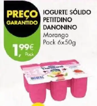 Pingo Doce IOGURTE SÓLIDO PETITDINO DANONINO Morango Pack 6x50g promoção