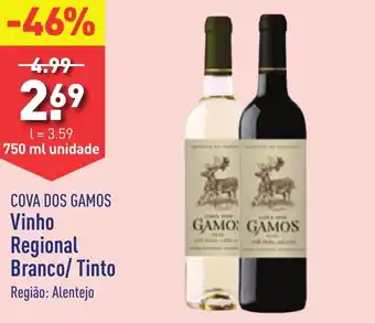 ALDI COVA DOS GAMOS Vinho Regional Branco/Tinto 750ml promoção