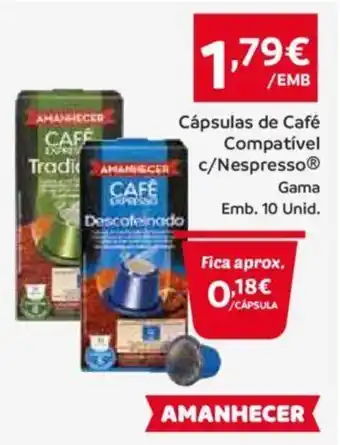 Amanhecer Cápsulas de Café Compatível c/Nespresso Gama Emb. 10 Unid. promoção