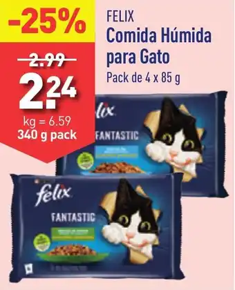 ALDI FELIX Comida Húmida para Gato Pack de 4 x 85 g promoção