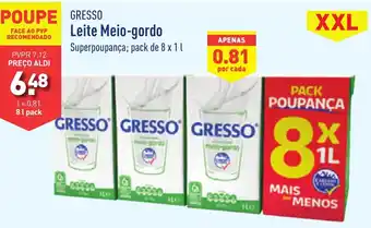 ALDI Gresso Leite Meio-gordo Superpoupança; pack de 8 x 1 promoção