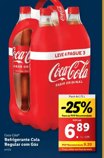 Lidl Coca-Cola Refrigerante Cola Regular com Gás promoção