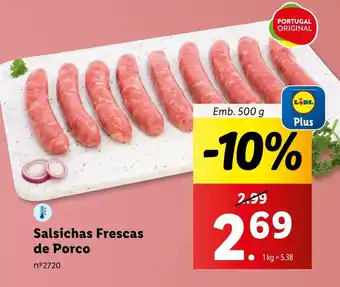 Lidl Salsichas Frescas de Porco Emb. 500 g promoção