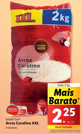 Lidl Golden Sun Arroz Carolino XXL Emb. 2 kg promoção