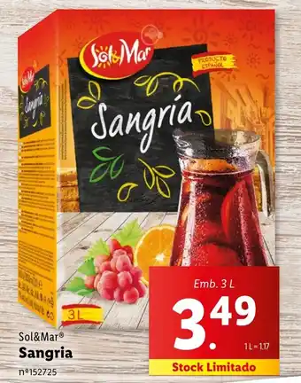 Lidl Sol&Mar Sangria Emb. 3 L promoção