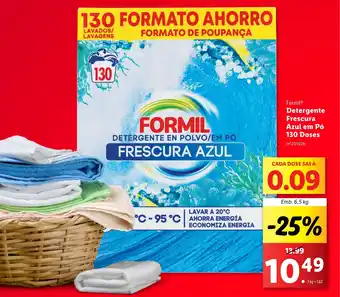 Lidl FORMIL Detergente Frescura Azul em Pó 130 Doses promoção
