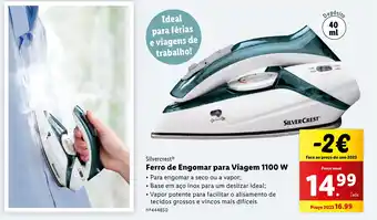 Lidl Silvercrest Ferro de Engomar para Viagem 1100 W promoção