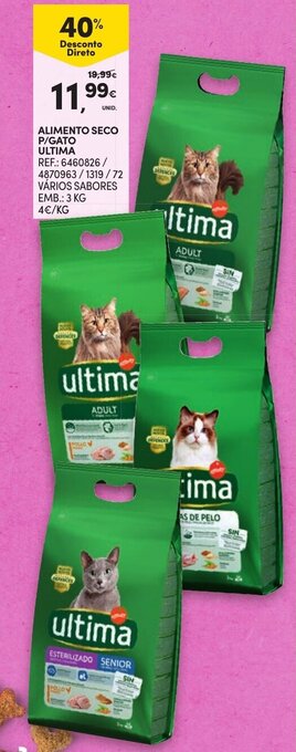 Continente Alimento Seco P/ Gato Ultima 3kg promoção