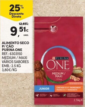 Continente Alimento Seco P/ Cão Purina One 2.5kg promoção