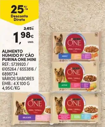 Continente Alimento Húmedo P/ Cão Purina One Mini 4 x 100g promoção