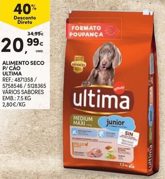 Continente Alimento Seco p/Cão Ultima 7.5kg promoção