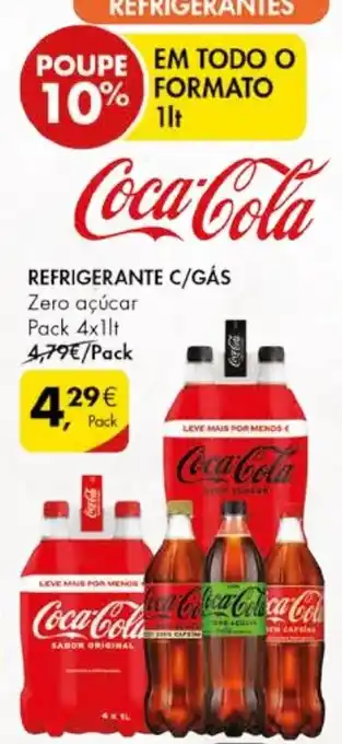 Pingo Doce REFRIGERANTE C/GÁS Zero açúcar Pack 4x1lt promoção