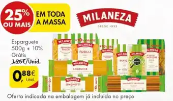 Pingo Doce MILANEZA Esparguete 500g + 10% Grátis promoção