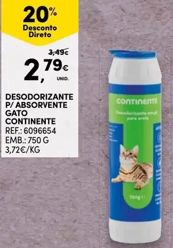 Continente Desodorizante P/ Absorvente Gato Continente 750g promoção
