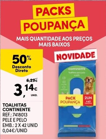 Continente Toalhitas Continente 2x42 Unid promoção