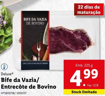 Lidl Deluxe BIfe da Vazia/ Entrecôte de Bovino 225g promoção