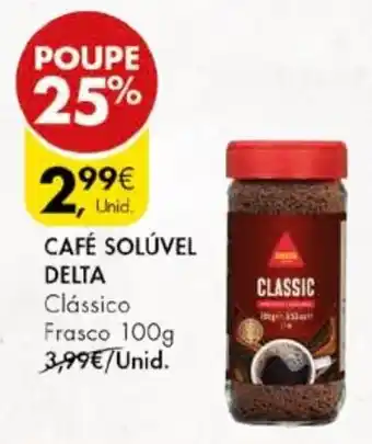 Pingo Doce CAFÉ SOLÚVEL DELTA Clássico Frasco 100g promoção