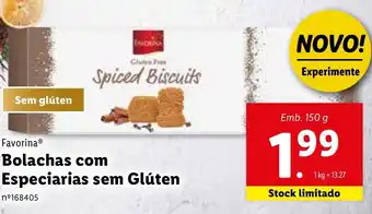 Lidl Favorina Bolachas com Especiarias sem Glúten 150g promoção