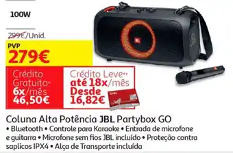 Auchan Coluna lata Potência JBL Partybox Go promoção