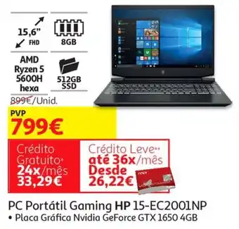 Auchan PC Portátil Gaming HP 15-EC2001NP promoção
