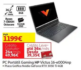 Auchan PC Portátil Gaming HP Victus 16-e0004np promoção