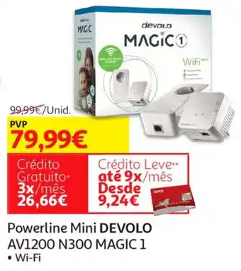 Auchan Powerline Mini Devolo AV1200 N300 Magic 1 promoção