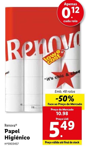 Lidl Renova Papel Higiénico 48 Rolos promoção