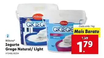 Lidl Milbona Iogurte Grego Natural/Light 1kg promoção