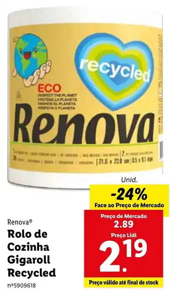Lidl Renova Rolo de Cozinha Gigaroll Recycled promoção