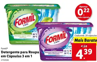 Lidl Formil Detergente para Roupa em Cápsulas 3 em 1 promoção