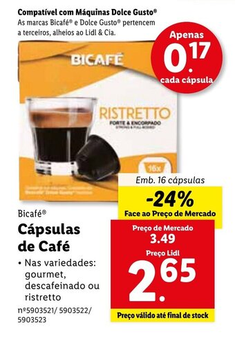 Lidl Bicafé Cápsulas de Café 16 cápsulas promoção