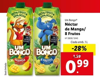 Lidl Um Bongo Néctar de Manga/ 8 Frutos 1L promoção