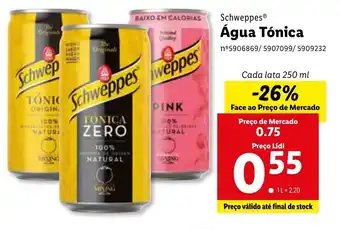 Lidl Schweppes Água Tónica 250ml promoção